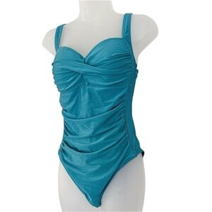 bond-eye One Piece Swimsuit Blue Ruched‎ Molded Cup Australia Size S/M